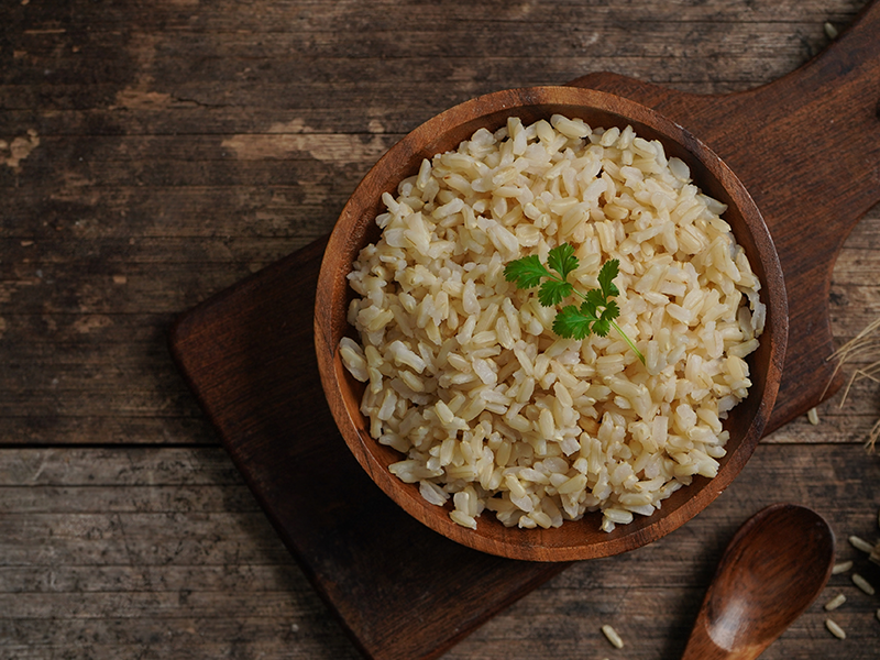 Bowl of high calorie brown rice