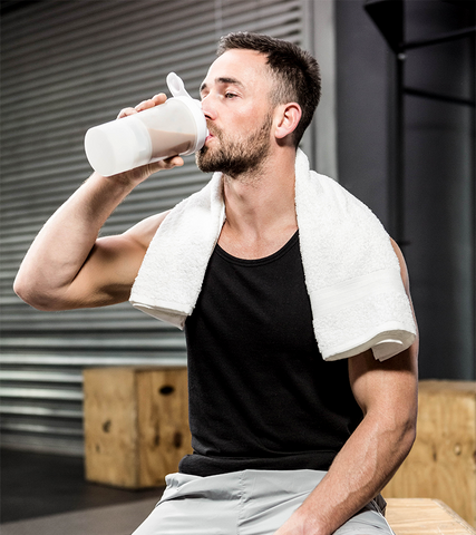 Guy drinking protein shake