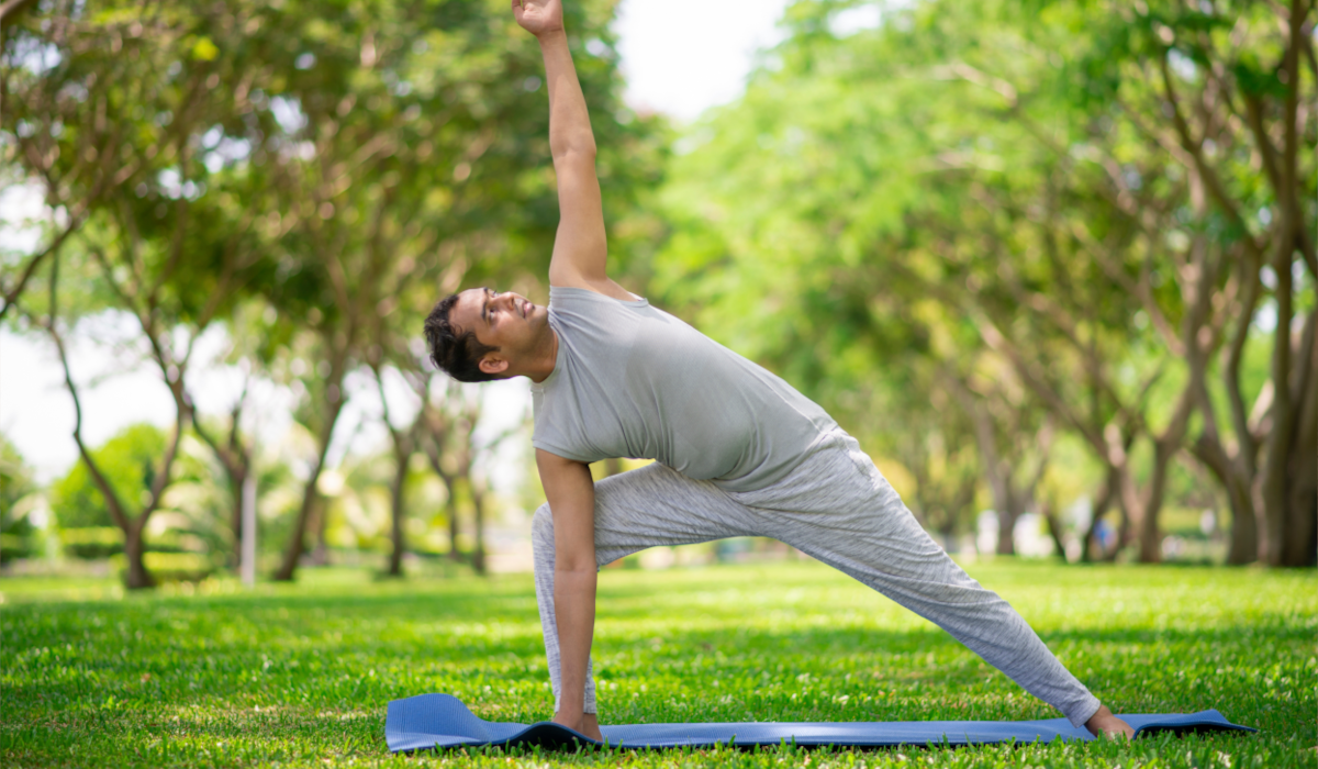 man doing yoga