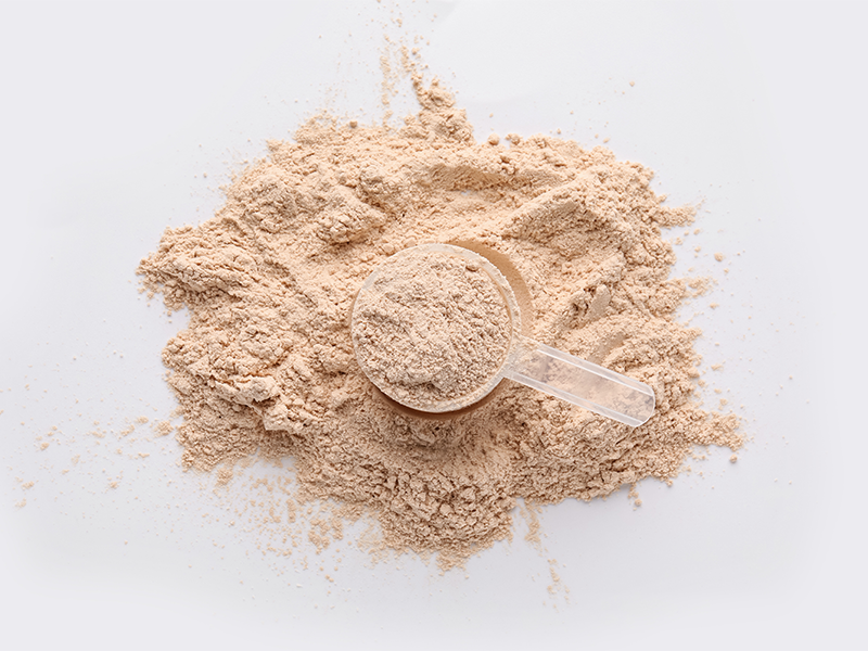 Scoop of whey protein powder