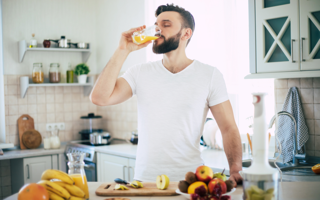 Man drinking healthy smoothie
