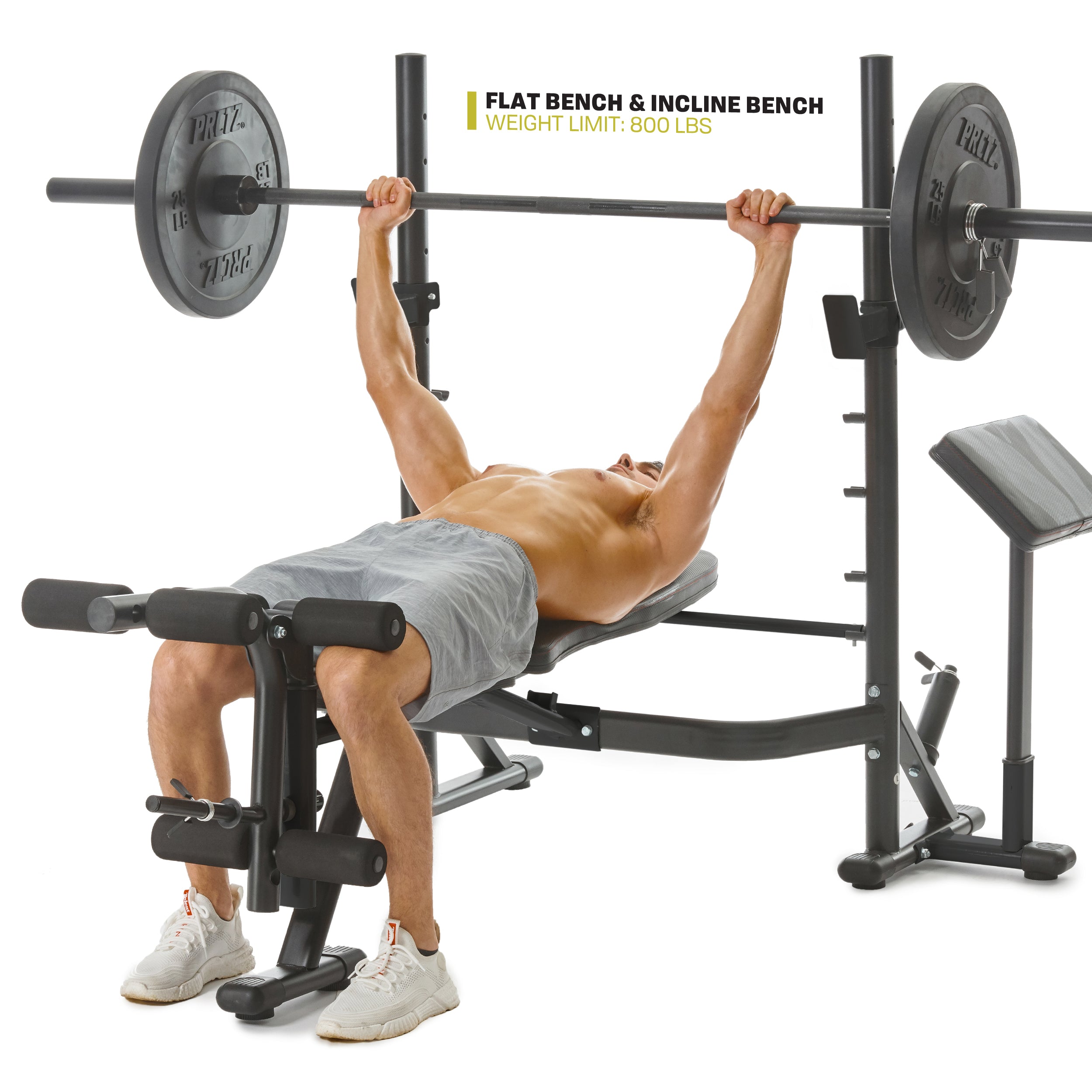 PRCTZ Adjustable weight Bench with Olympic Squat Rack Arm and Leg Dev