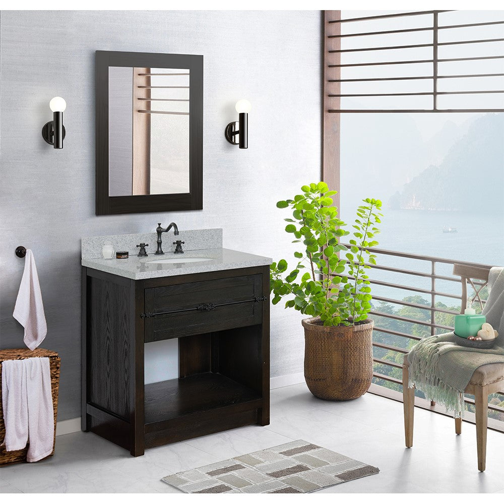 Bellatera Home 31" Single Vanity in Brown Ash Finish with Gray Granite Top