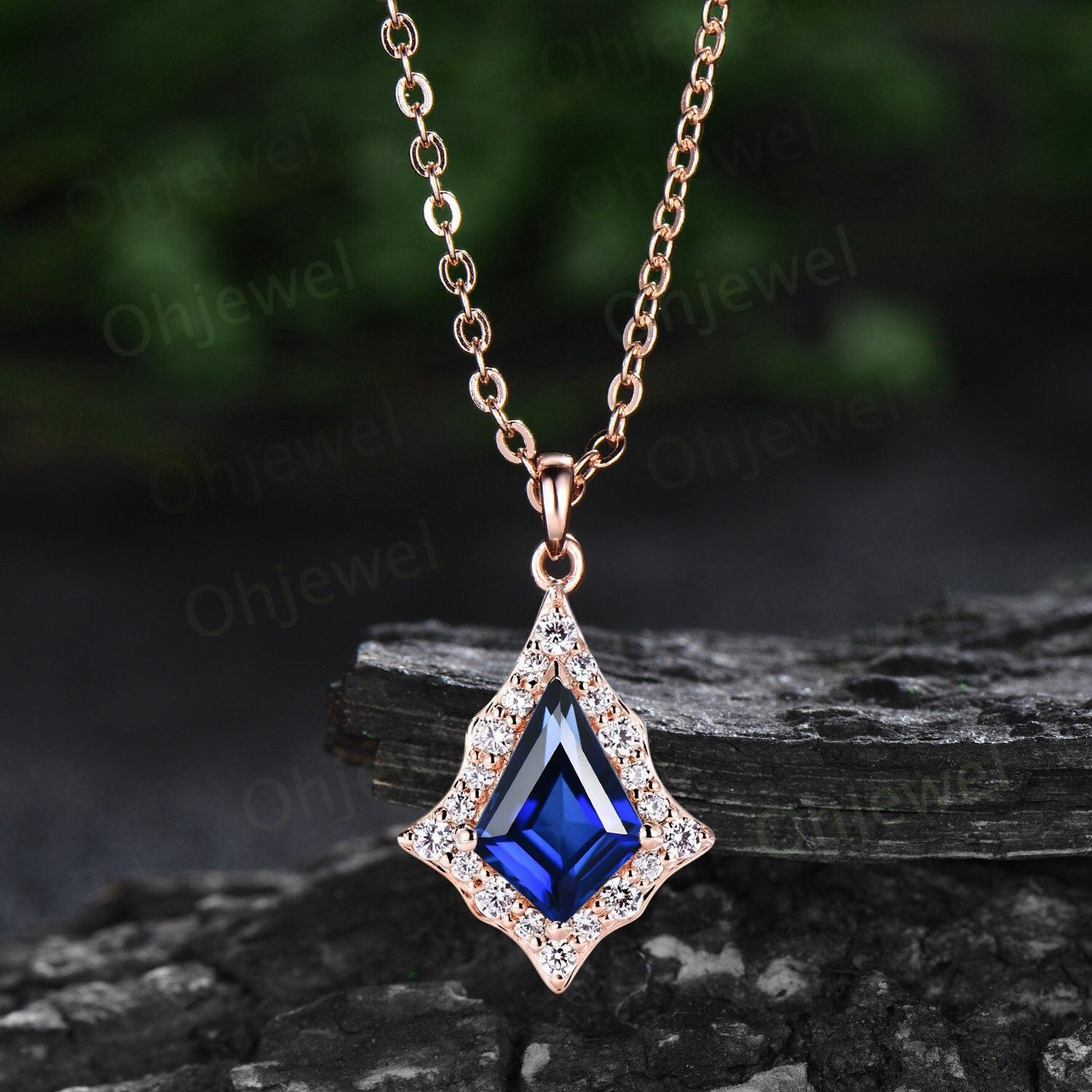 White Gold Blue Sapphire and Diamond Vintage Inspired Pendant – Park City  Jewelers