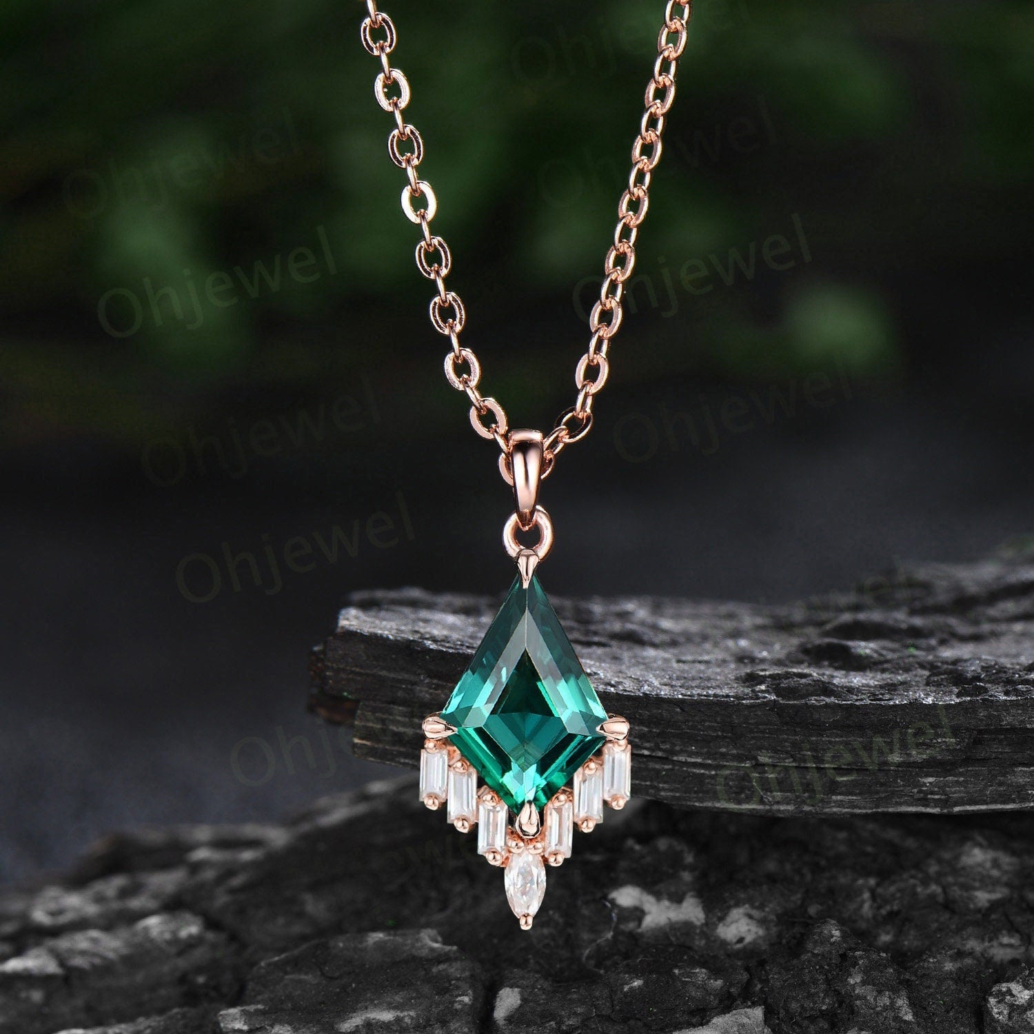 East-West Emerald Cut Necklace