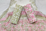 Designer Hand Block Print Cotton Suit Set With Chiffon Dupatta