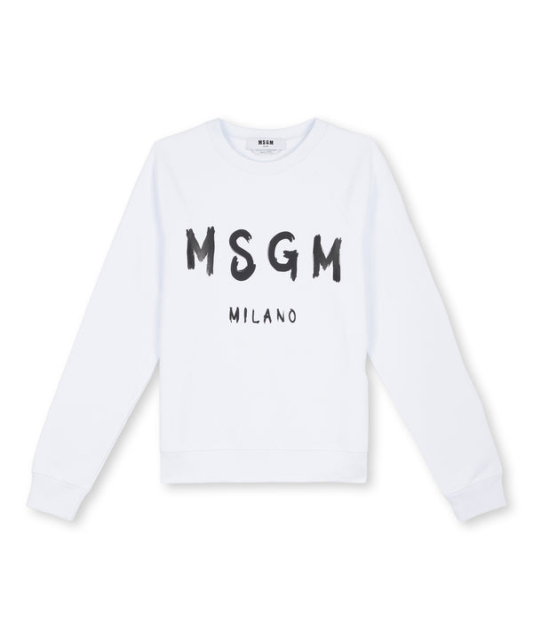 MSGM 맨투맨 Crew neck cotton sweatshirt with a brushed logo