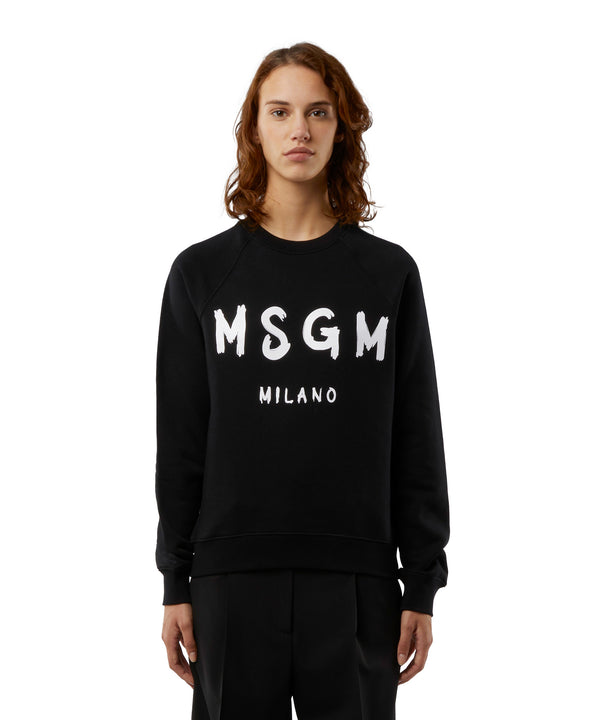 MSGM 맨투맨 Crew neck cotton sweatshirt with a brushed logo