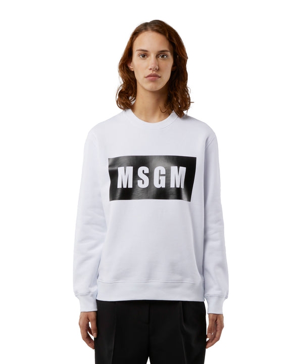 MSGM 맨투맨 Crew neck cotton sweatshirt in a solid colour