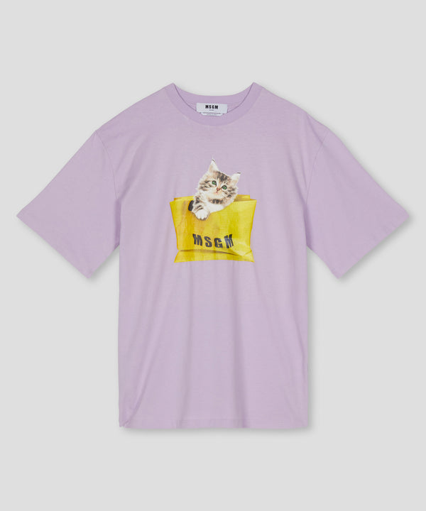 MSGM 티셔츠 Oversized T-shirt with Msgm Cat Log Bag graphic