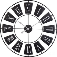 Metalowy zegar ścienny, czarny, Ø 70 cm