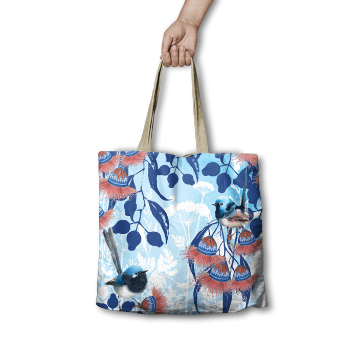 Lisa Pollock Shopping Bag Blue Wren — Delightful Rainglow