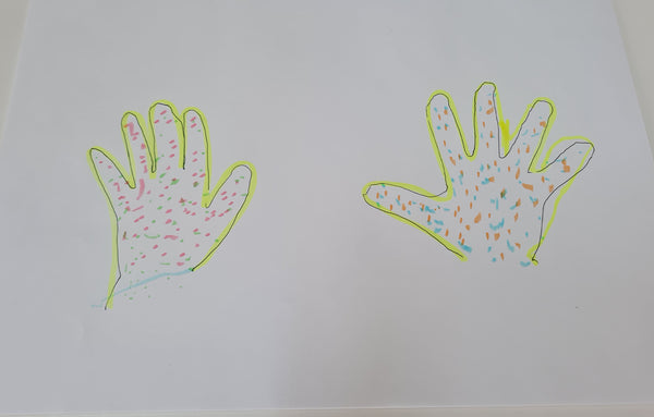 a coloured germs on hand sketch