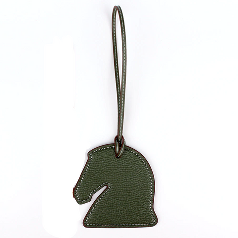 Hermes Samarcande horse head leather ornament in Jaune goatskin.