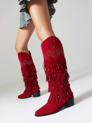 Platform Women Western Boots Heels Vintage Knee High Shoes For Women Shoes Winter - Obroi