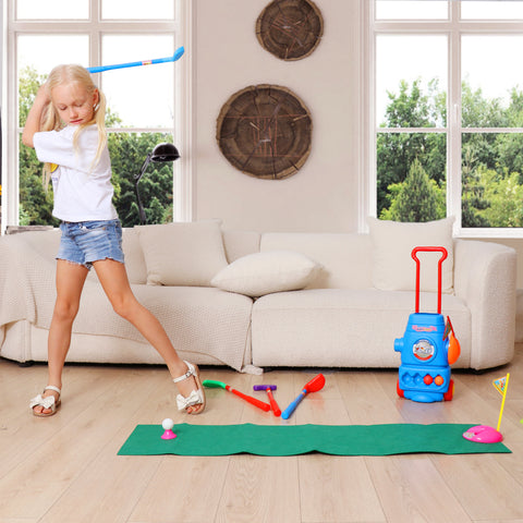 Girl play with toy golf