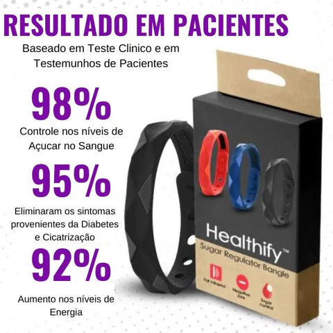 GlicoBrace Heathify - Bracelete Magnético de Silicone Regulador de Glicose e Anti-Estatico