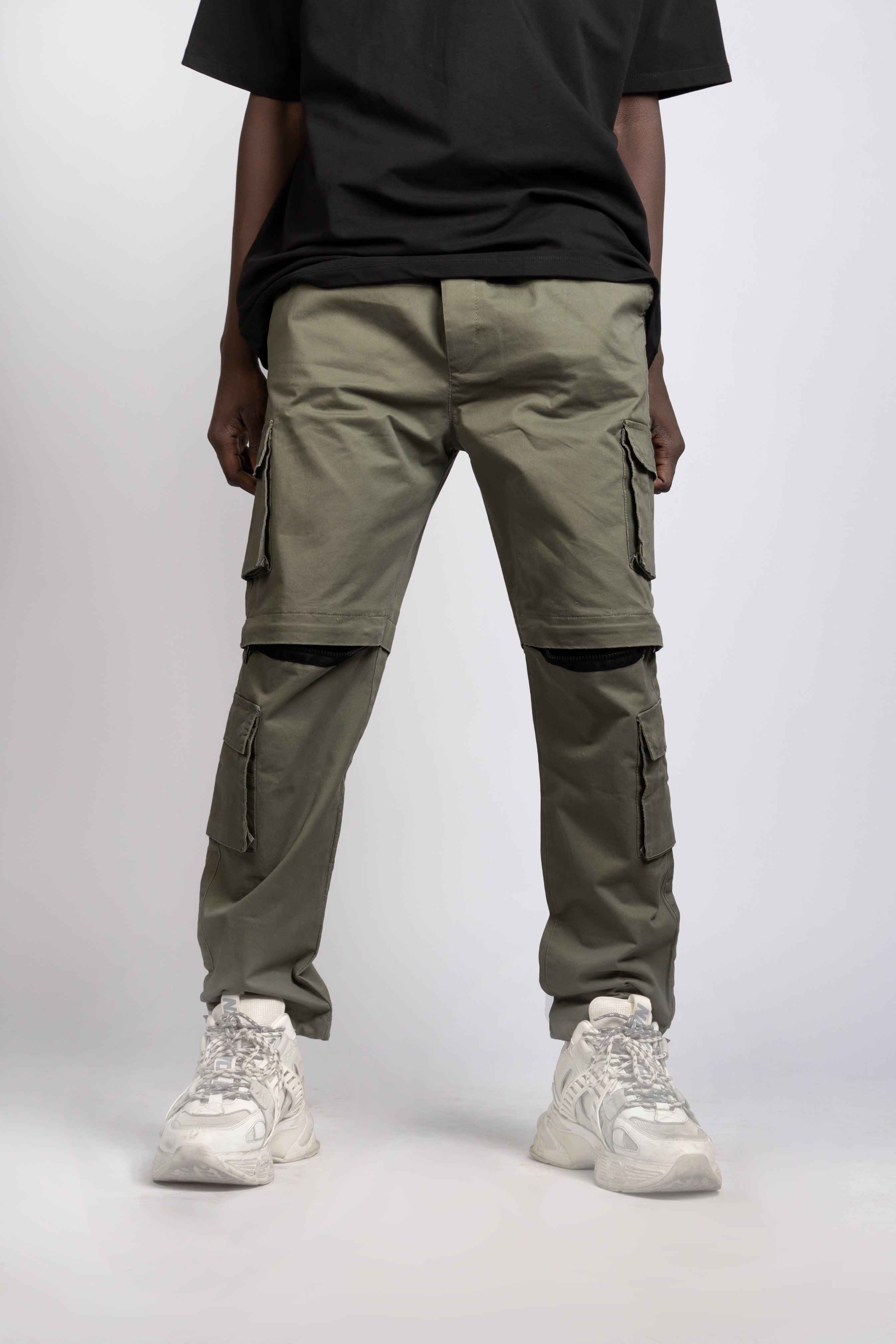 The Souled Store Men Original Solid Light Olive Cargo Pants