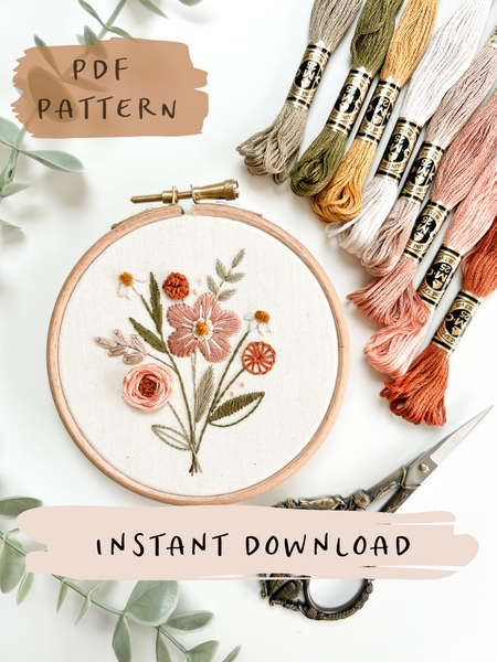 Custom Name Floral Embroidery Hoop Modern Embroidery Hoop 