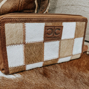 Checkered Cowhide Wallet Wristlet - Ground North Boutique