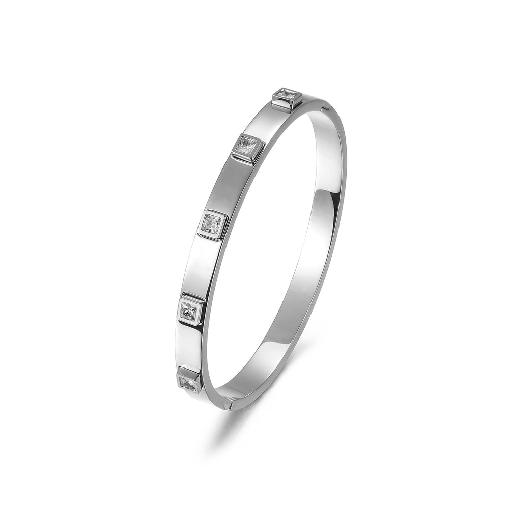 metal stone hinged bangle