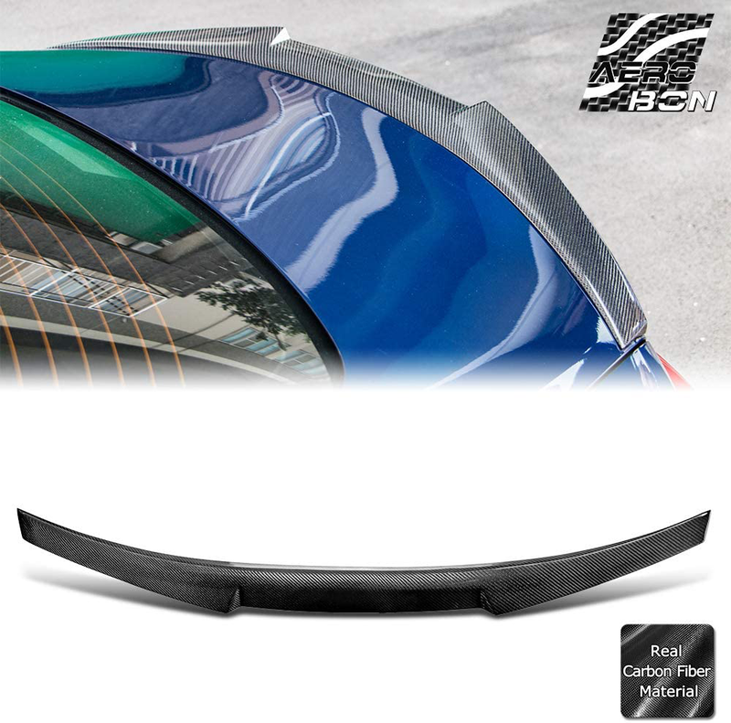 AeroBon Real Carbon Fiber Trunk Spoiler Wing Compatible with 2014