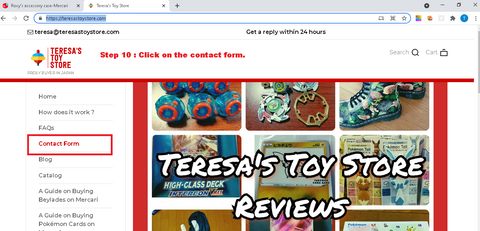 Teresa's Toy Store :  Step 10 - Click on the Contact Form