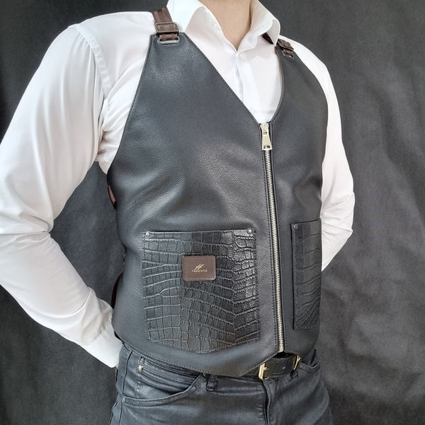 Taurid Leather and Python Vest