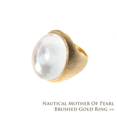 Nautical Mother of Pearl Brushed Gold Ring