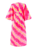 Tie-dyed Print V-neck Bat Sleeve Women Maxi Dresses SKUJ03729