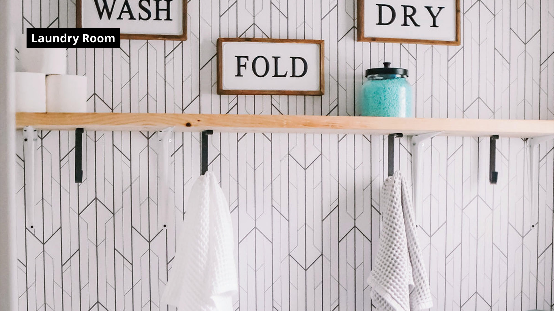 Peel and stick wallpaper for Laundry Room wall