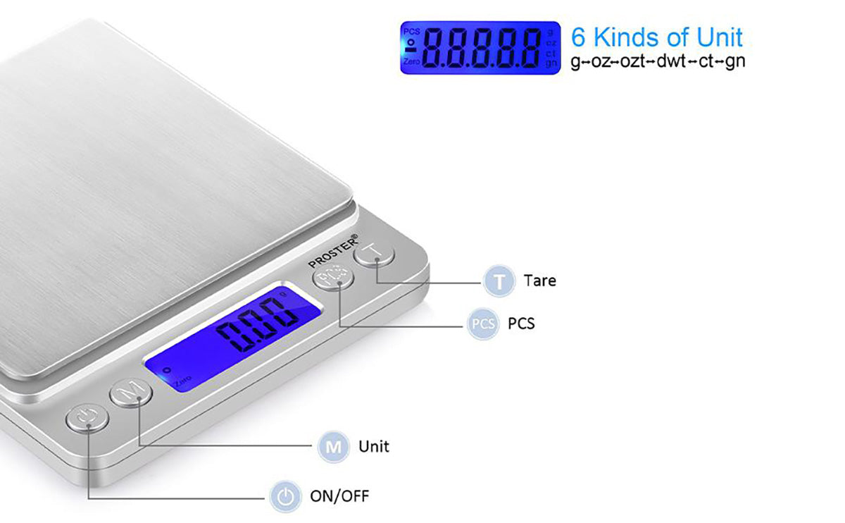 Proster Kitchen Scale 0.01-500g Mini Digital Food Scale