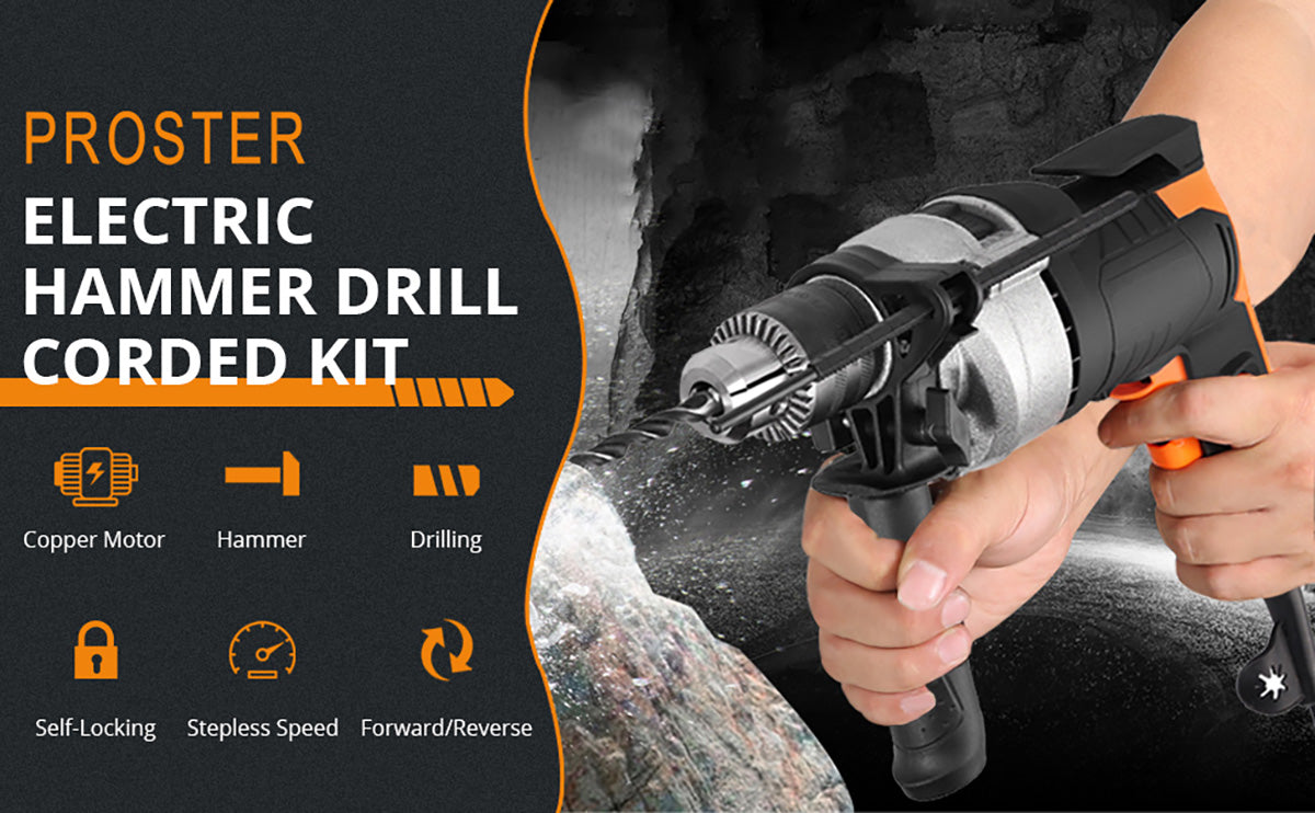 Proster 780W Corded Hammer Drill Kit