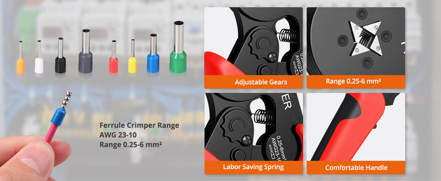 Proster Crimping Pliers 0.25-6 mm² Self-Adjusting Wire Ferrule Crimping Pliers Set