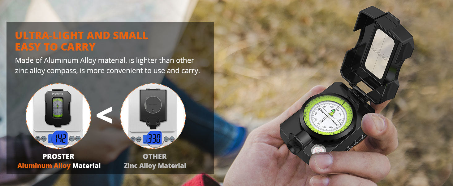 Proster IP54 Hiking Compass with Sighting Clinometer Professional Military Compass