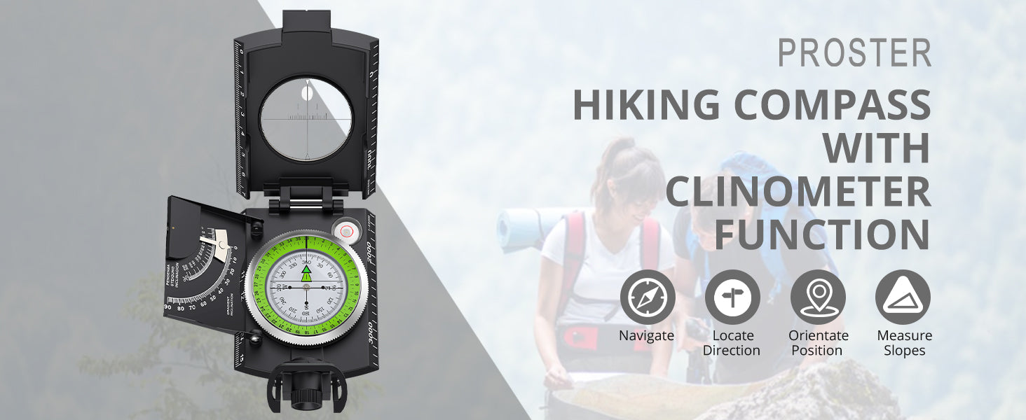 Proster IP65 Hiking Compass with Sighting Clinometer