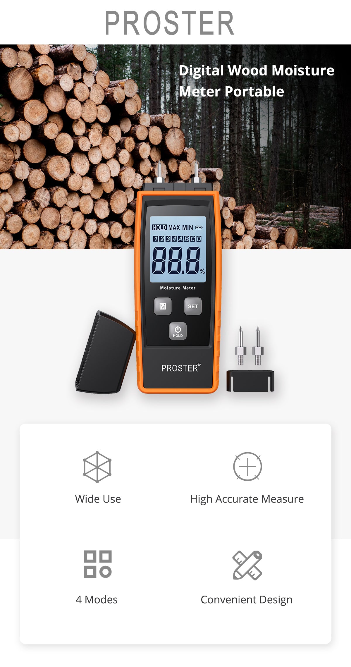 Proster Digital Wood Moisture Meter Portable