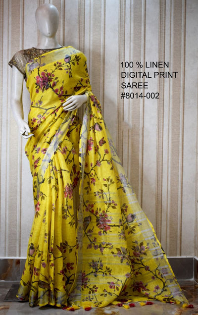 Digital Printed Georgette Saree in Yellow : STS4940