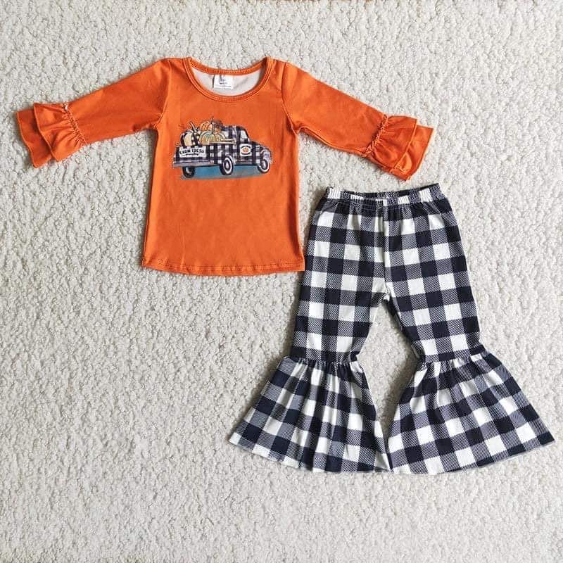 Checkered Pumpkins and Truck Outfit