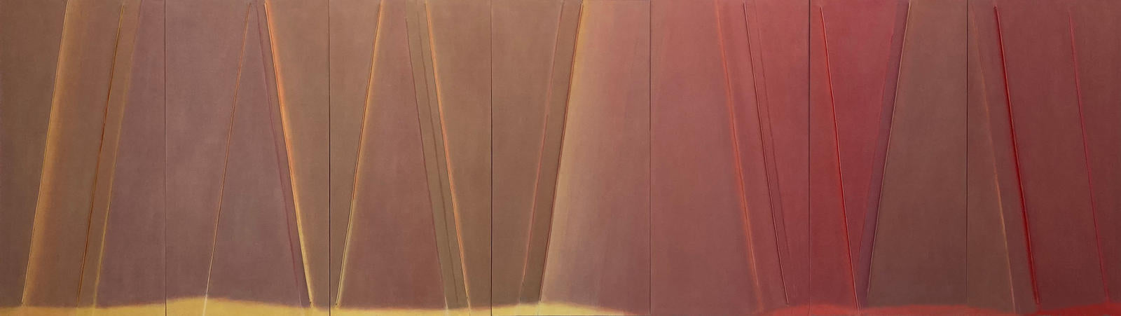 Signe Stuart, Moments of Is, 2021 Acrylic on sewn canvas 48 x 168 in.