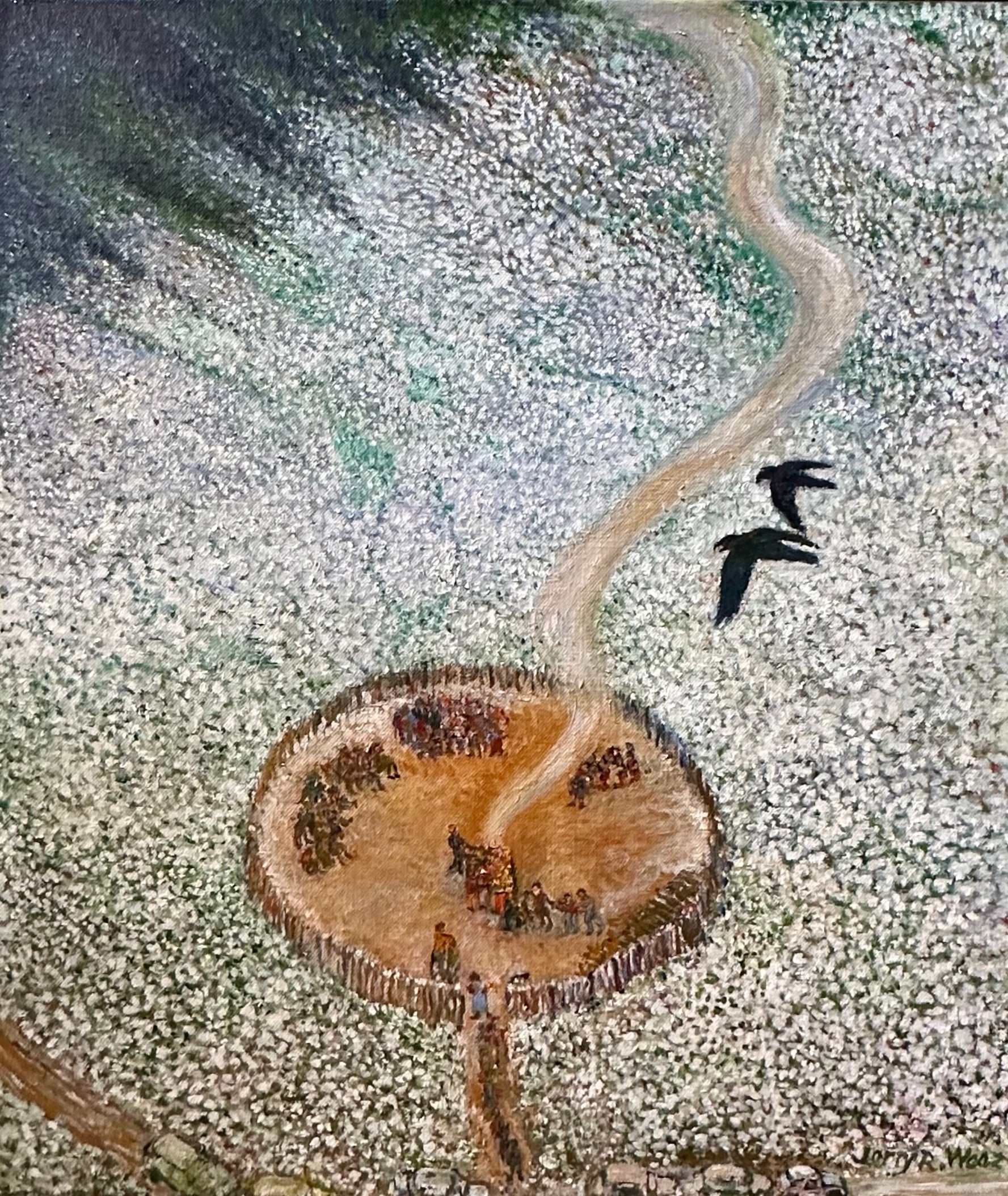 Jerry West, An Early Winter Cremation,  2021,  oil on canvas , 28 x 24 in.