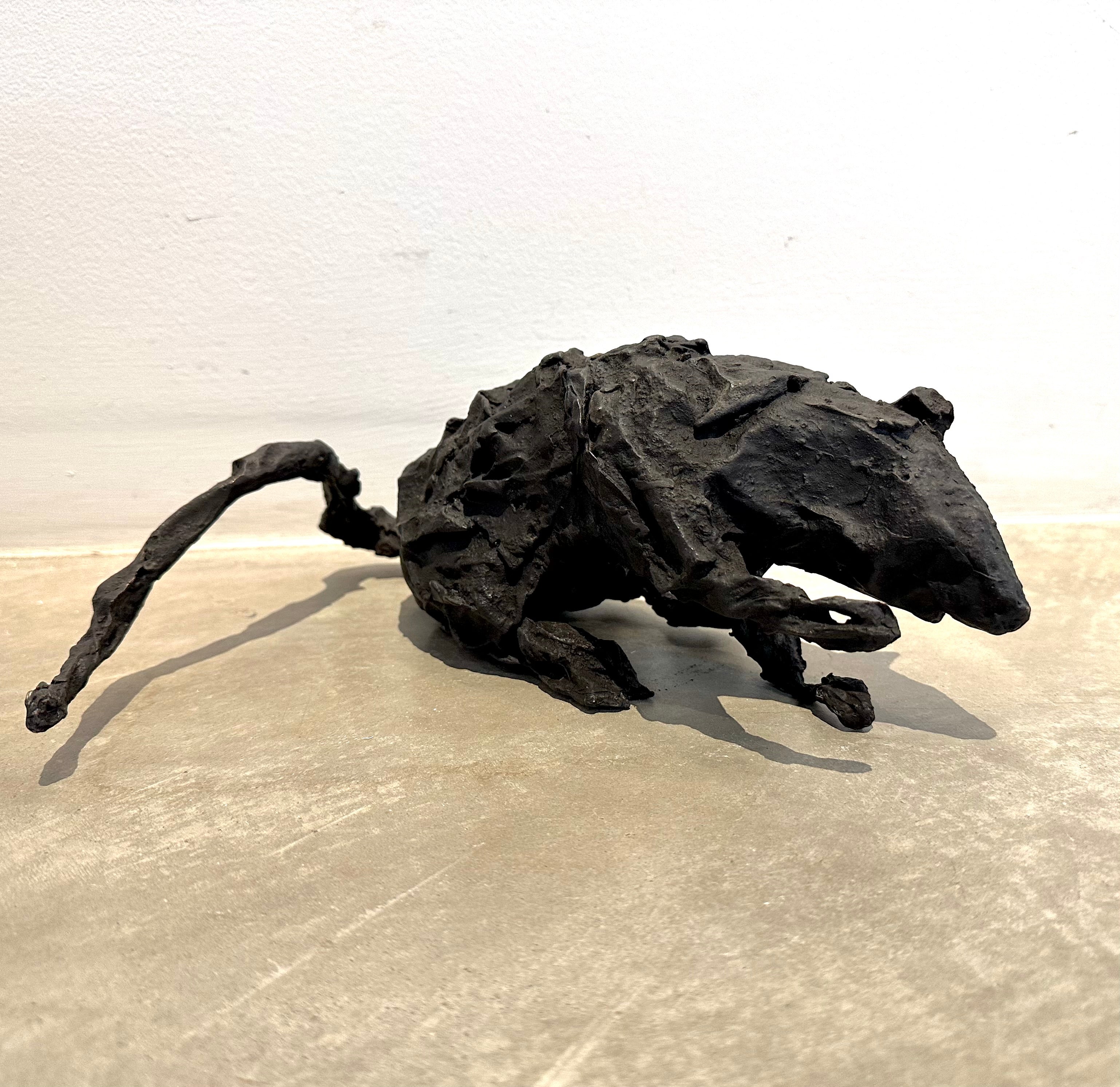 Rat 19xx bronze sculpture 4.5 x 11 x 9 in.