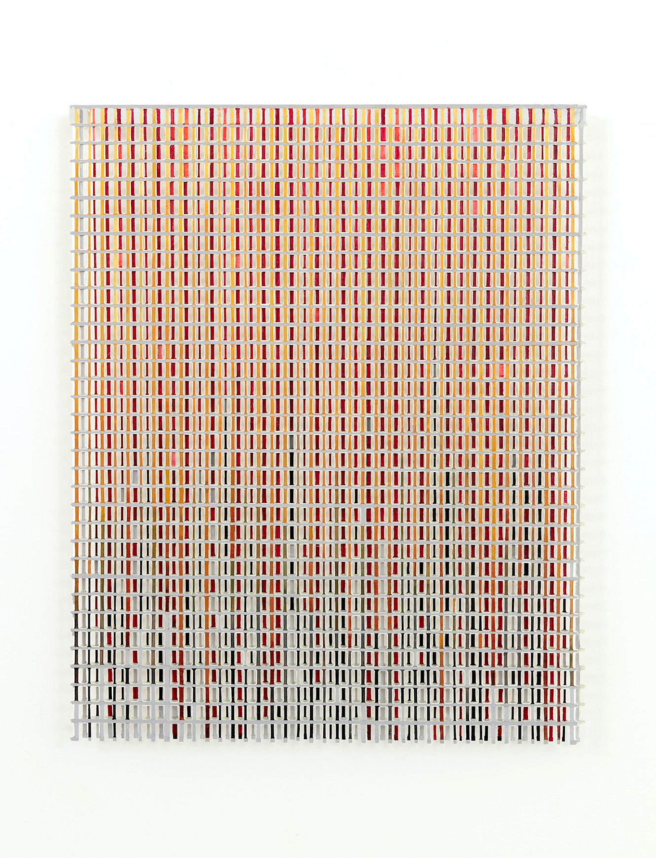 Jane Lackey, Doubling orange/red, 2022, 20 x 16 inches, paint, hand cut, layered kozo paper