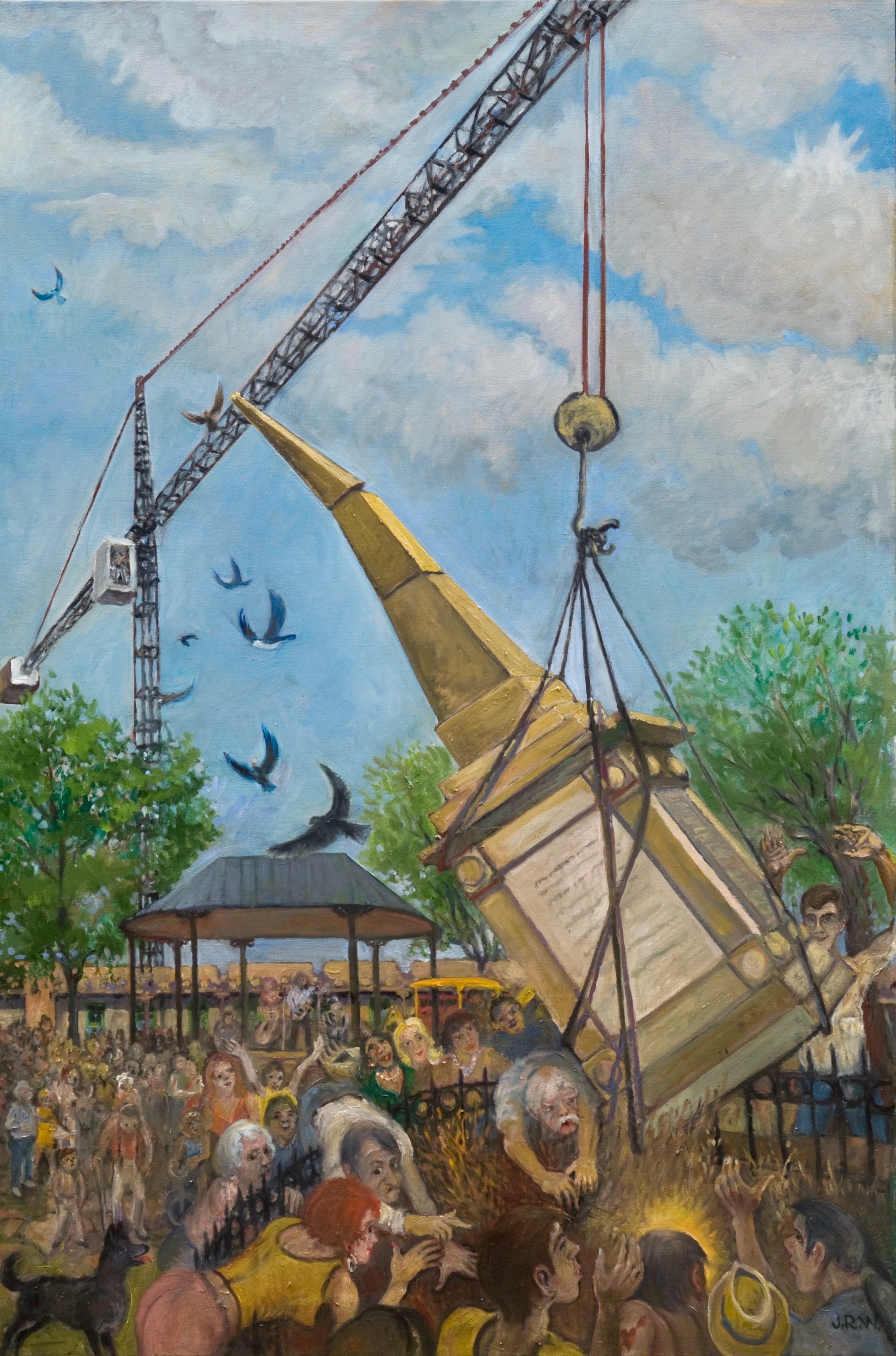 Jerry West, Lifting the Obelisk to Find the Treasure,  2008 , oil on canvas,  48 x 32 in.