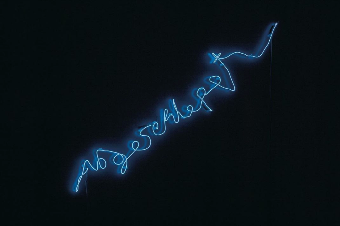 Artist Madelin Coit, Abgeshleppt, cobalt neon, 60 x 72 in.