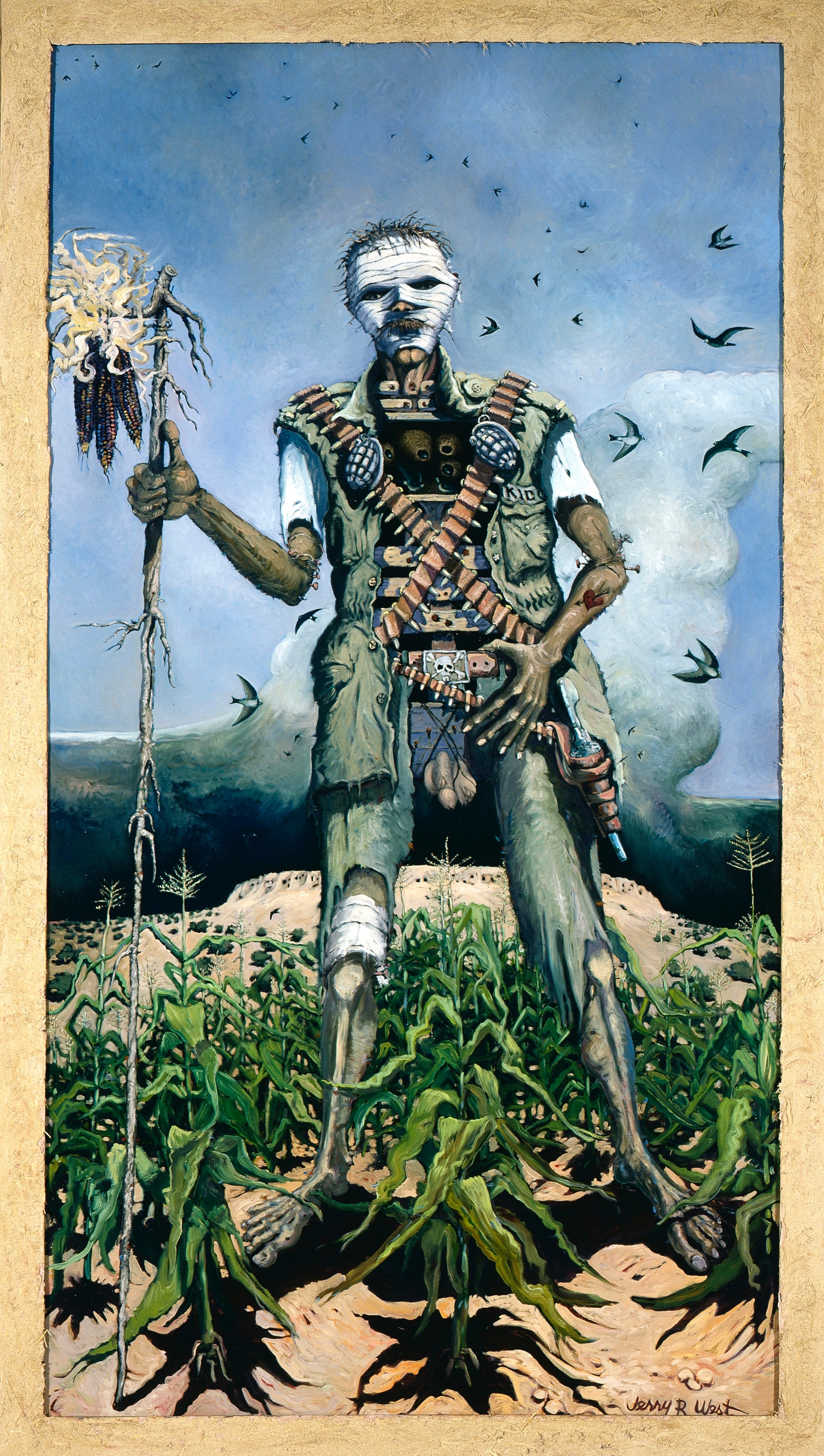 Prairie Scarecrow , 1989,  oil on linen,  96 x 52 in.