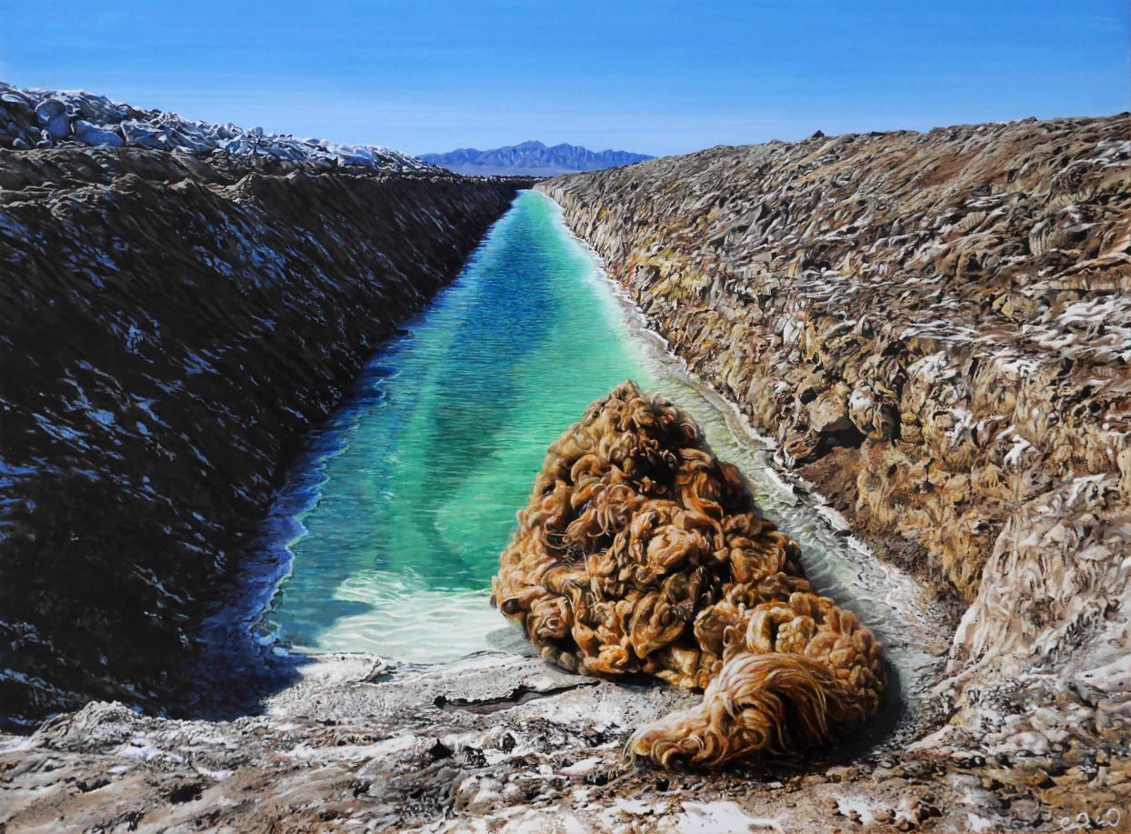 Cedra Wood, Salt Harvesting (Mojave) (painting), acrylic on panel, 12 x 16 in.