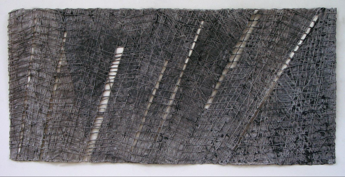 Signe Stuart, Seven Poles, 2018, Acrylic on cut mulberry paper 24 x 51 in.