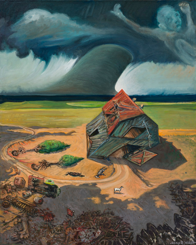 Storm Fear, Tornado, and the One Lone Goat , 2012,  oil on linen , 40 x 32 in.