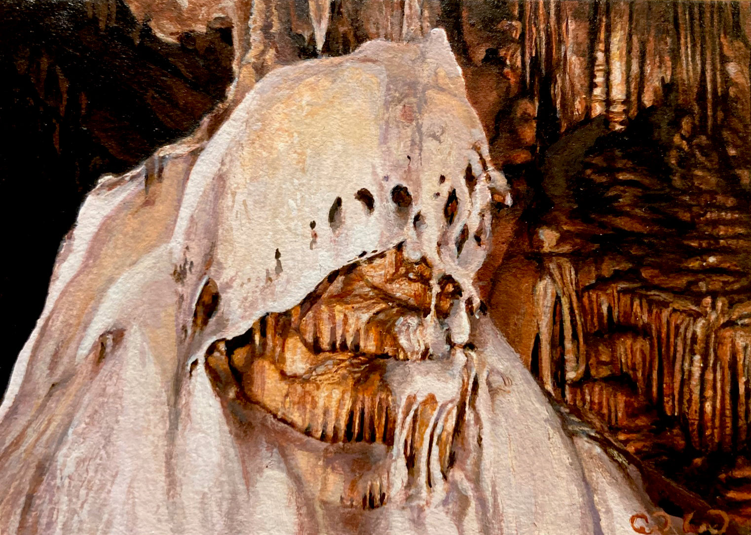 Cedra Wood, Visitation (Carlsbad Caverns) (painting), acrylic on panel, 2.5 x 3.5 in.